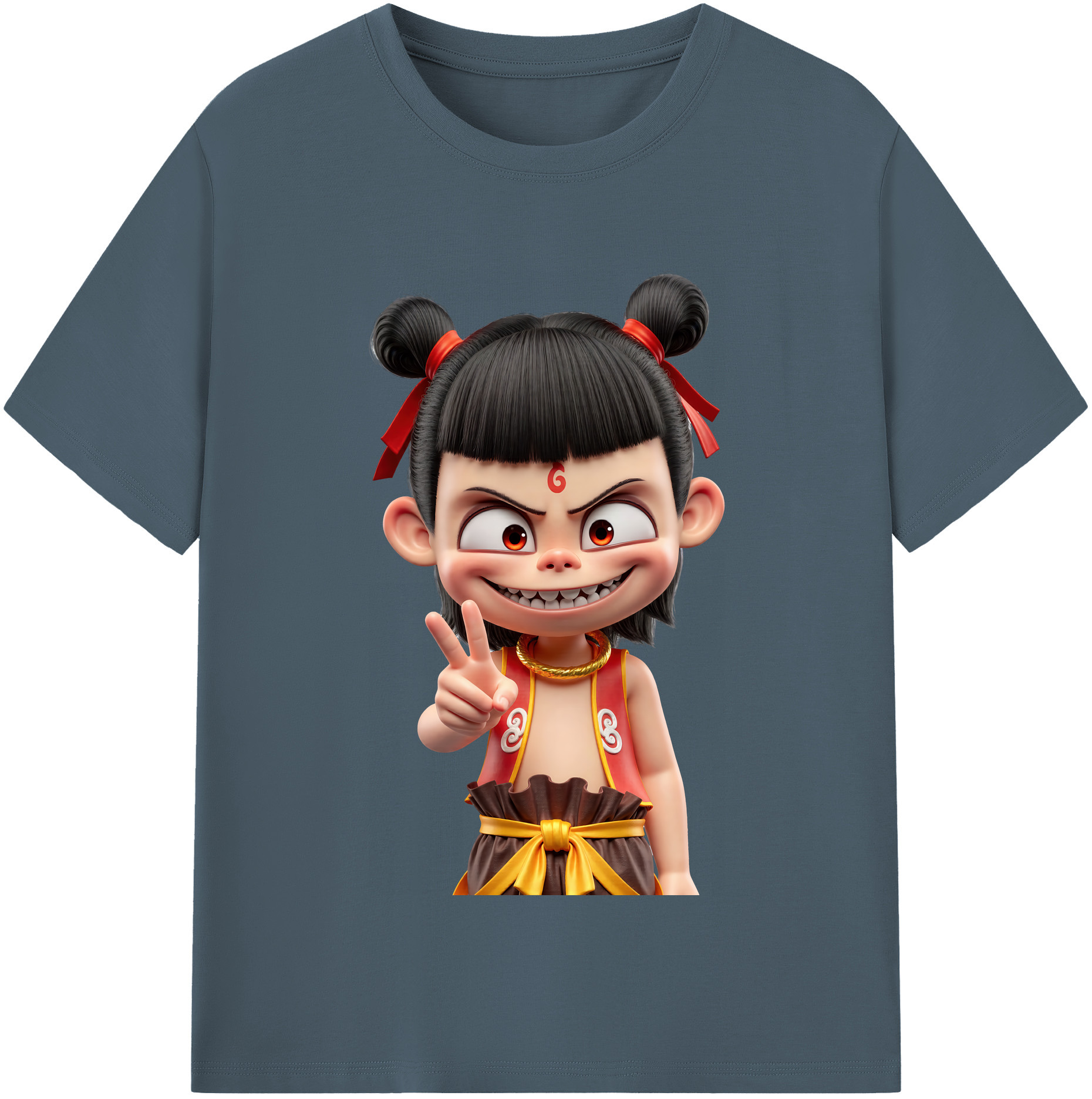 （画像用） Ne Zha 2 ナタ 魔童の大暴れ 綿100％半袖Tシャツ（フロントプリント）